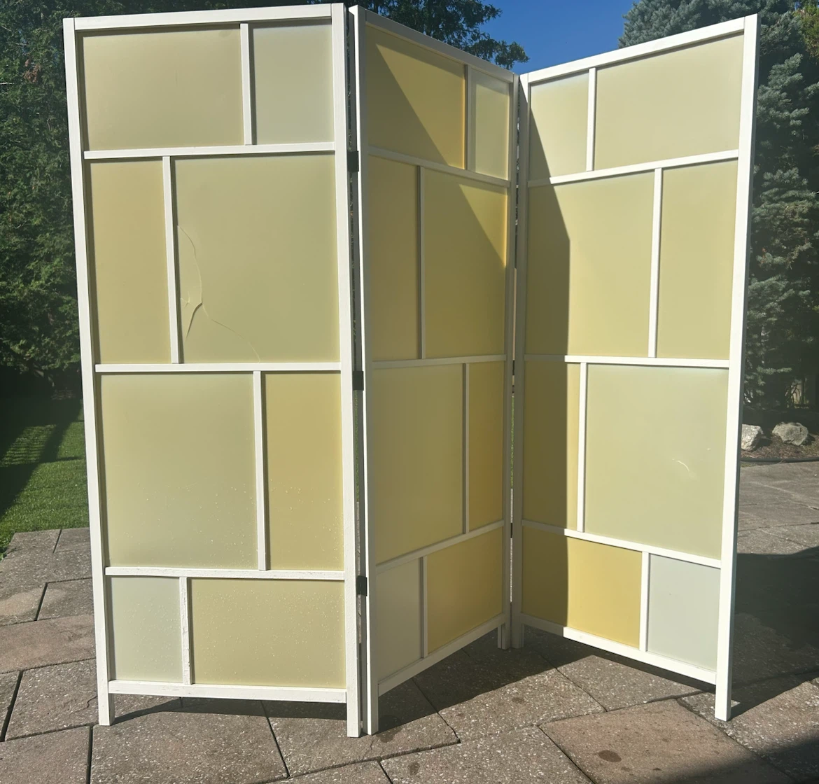 3-Panel Frosted Glass Room Divider Screen - photo 5