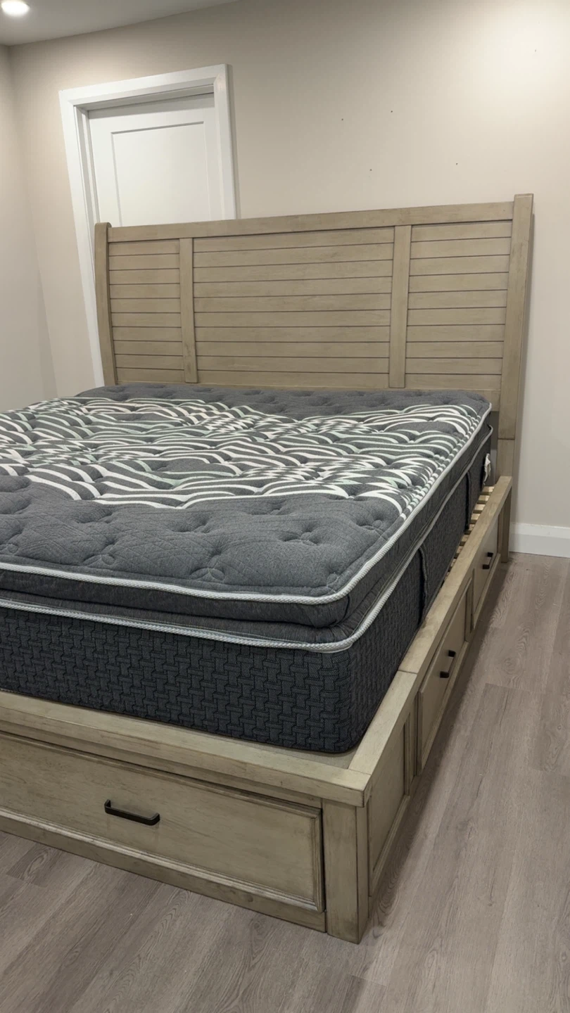Beautyrest Black Mattress and Wooden Storage Platform Bed