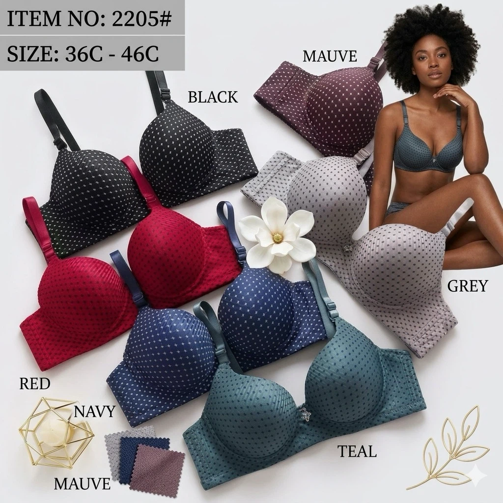 Polka Dot Balconette Bra and Panty Set. 2205# 36C-46C
