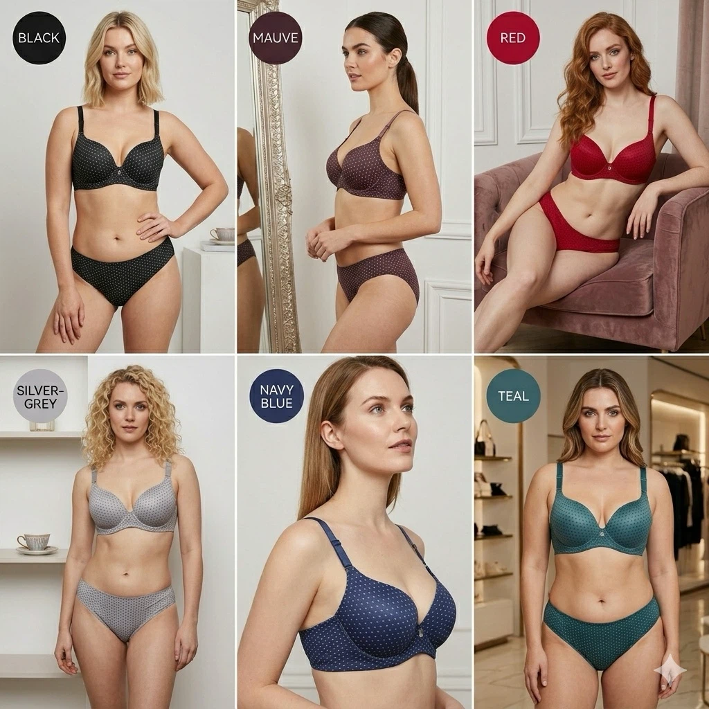 Polka Dot Balconette Bra and Panty Set. 2205# 36C-46C - photo 2