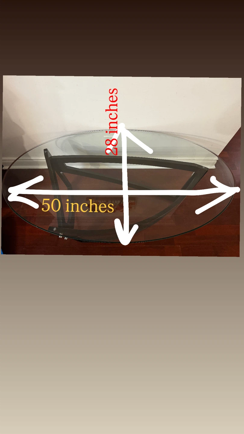 Oval Glass Coffee Table - 50" L x 28" W - photo 4