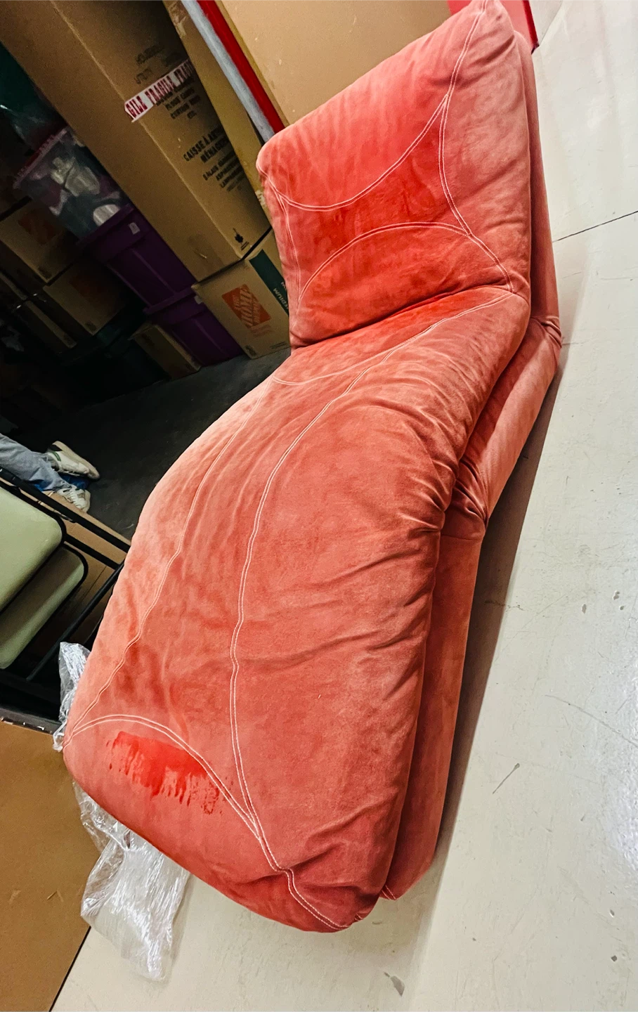 Coral Suede Chaise Lounge Chair