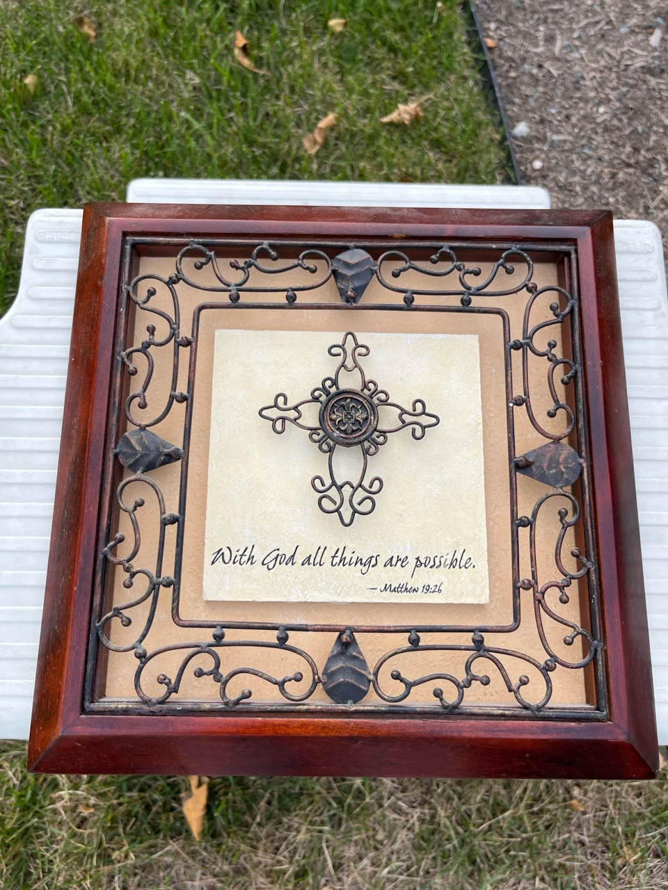 Decorative Wall Art with Cross and Scripture
