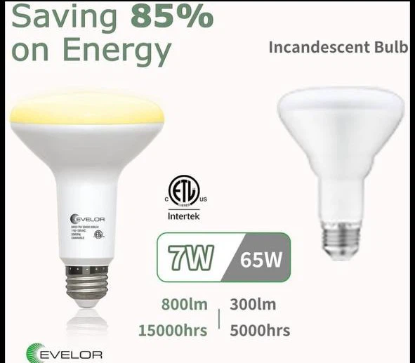 Evelor BR30 LED 7W Dimmable Soft White Light Bulbs (6 Pack) - photo 4