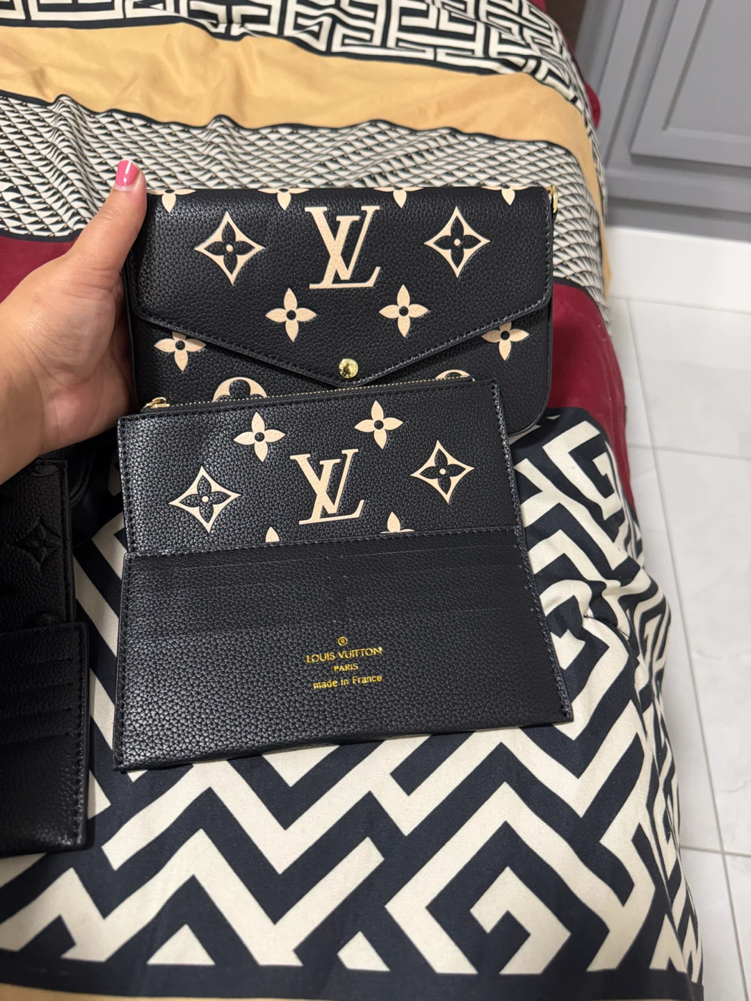 Louis Vuitton Black Monogram Wallet and Cardholder Set
