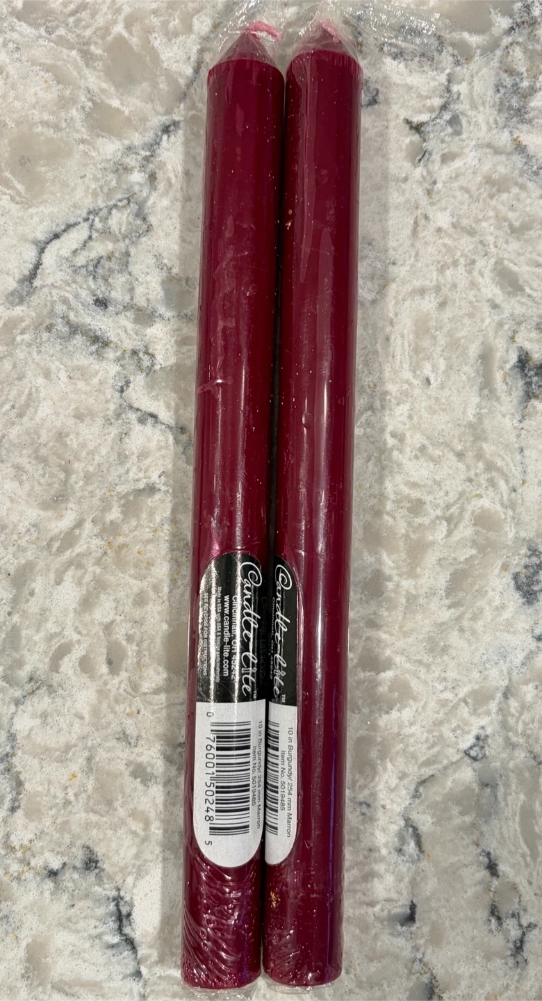 Candle-Lite 10 inch Burgundy Taper Candles (2-Pack)