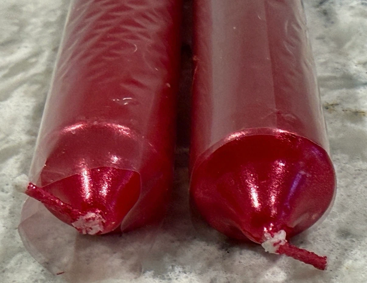 2 Red Taper Candles - photo 2
