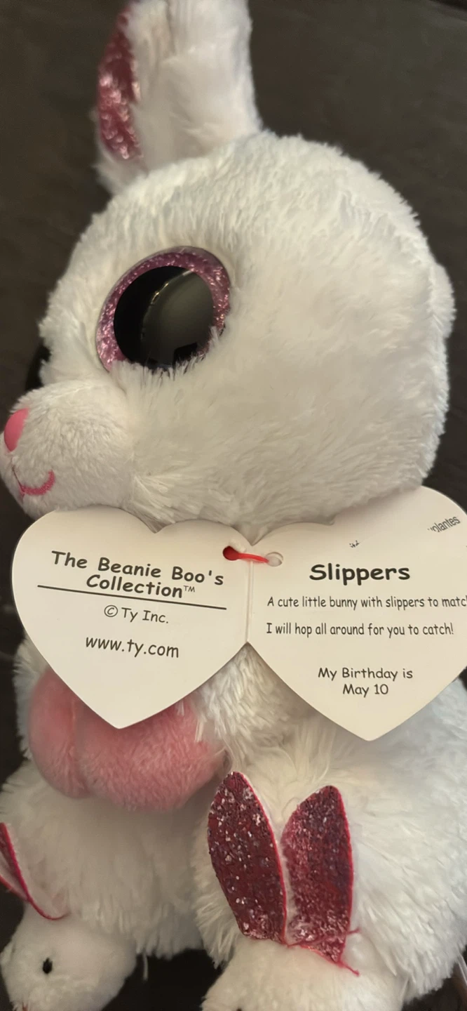 New w tags Ty Beanie Boo's Slippers Bunny Plush Toy - photo 4