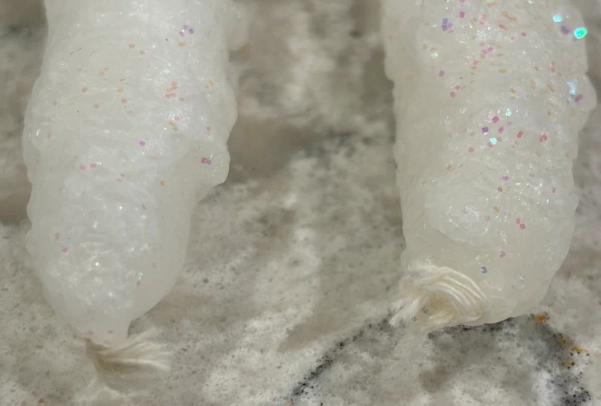 White Glitter Candles (Set of 2) - photo 3
