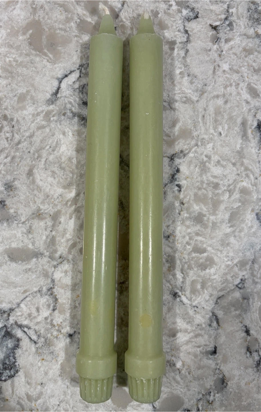 Two Green Tapered Candles