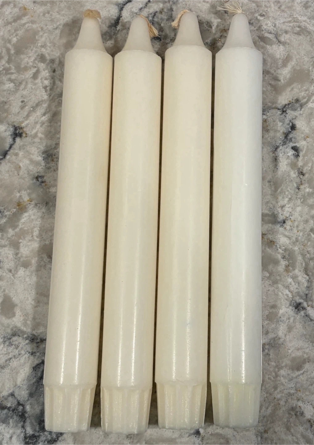 Four White/Cream Taper Candles