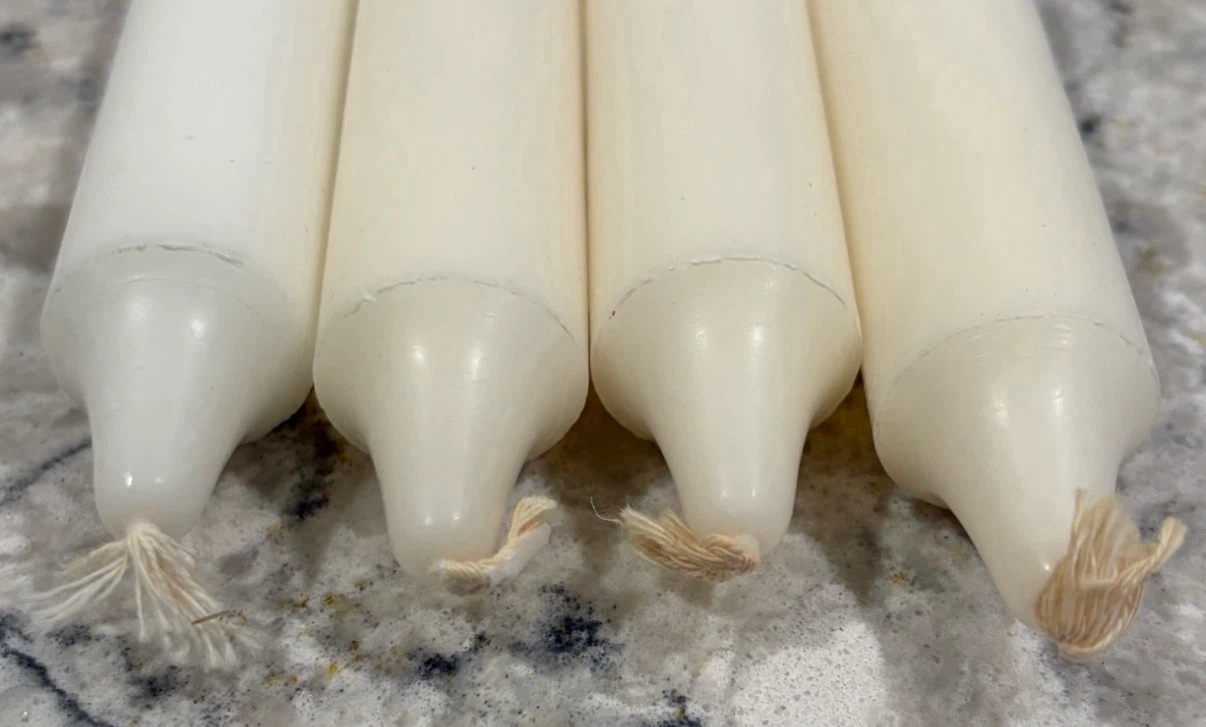 Four White/Cream Taper Candles - photo 2