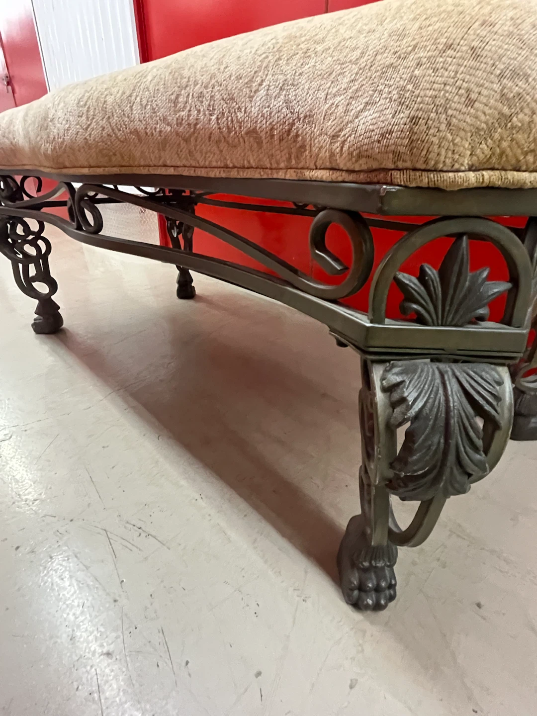 Decorative Bench Ottoman with Ornate Metal Frame - photo 2