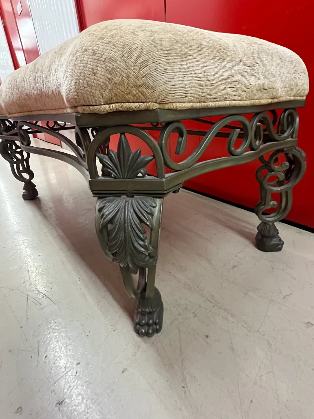 Decorative Bench Ottoman with Ornate Metal Frame - photo 3