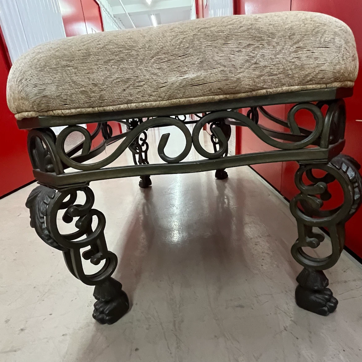 Decorative Bench Ottoman with Ornate Metal Frame - photo 4