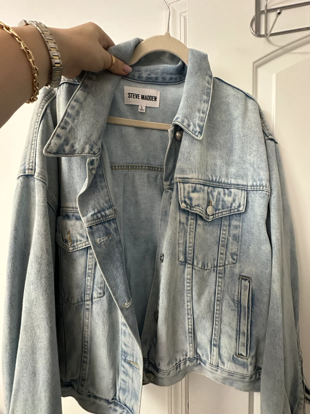 Steve Madden Denim Jacket with Rhinestone Fringe