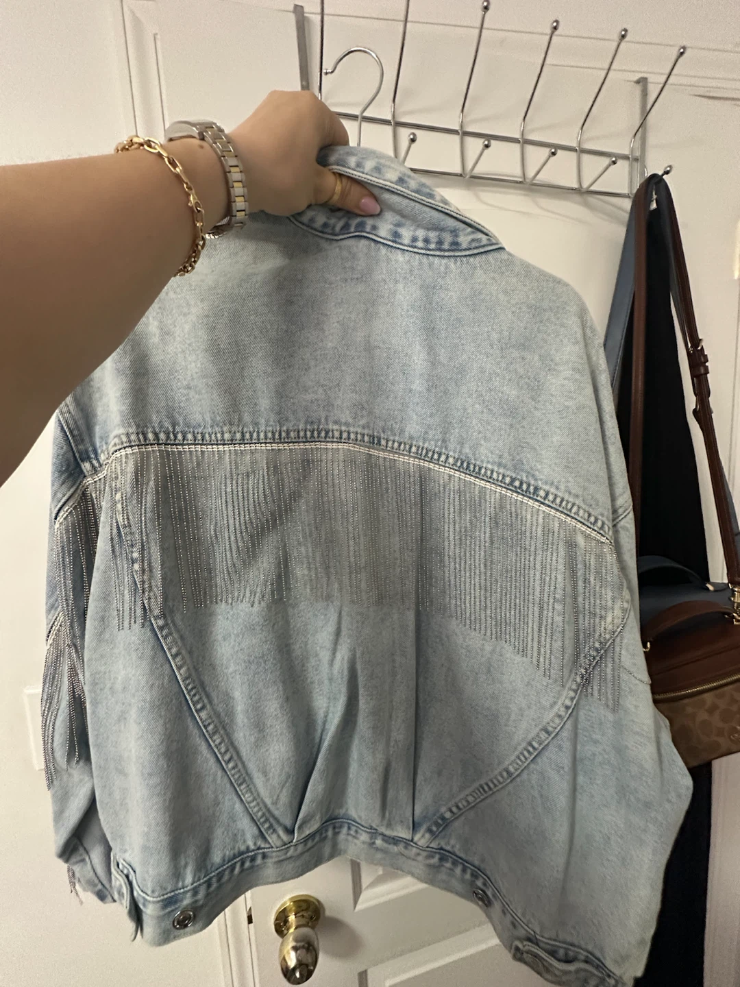 Steve Madden Denim Jacket with Rhinestone Fringe - photo 2