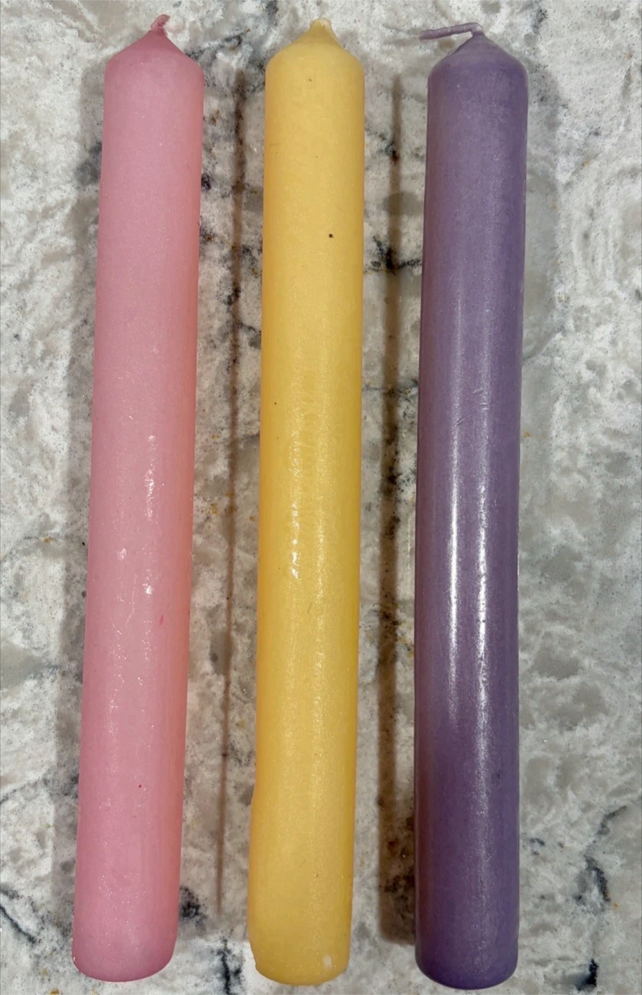Set of 3 Coloured Taper Candles