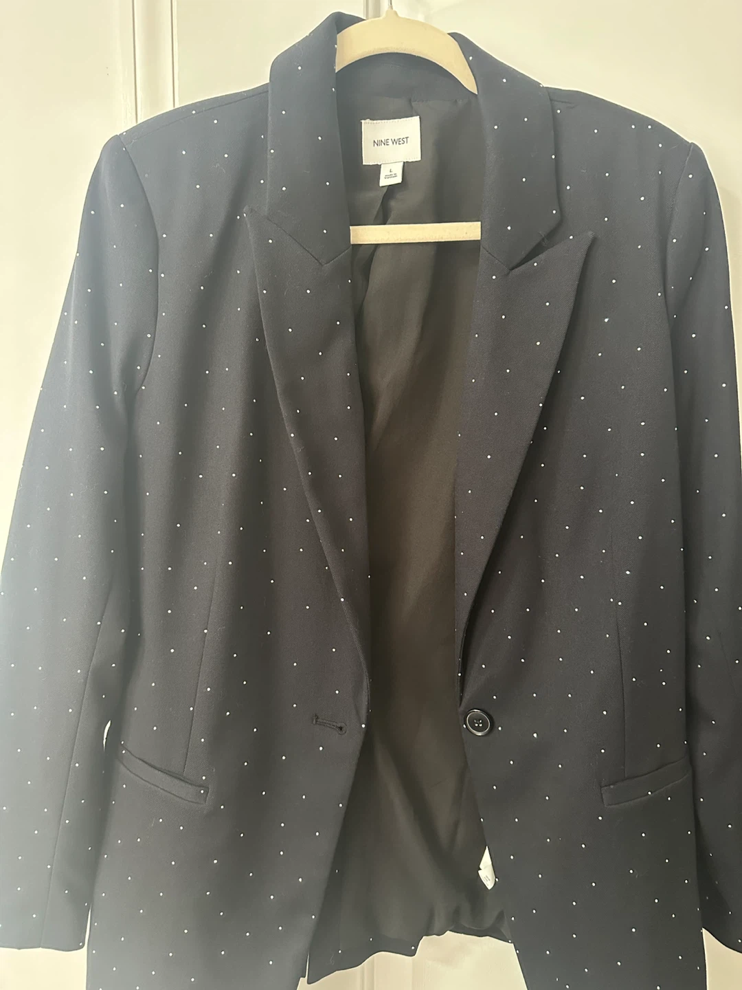 Nine West Black Blazer with White Polka Dots