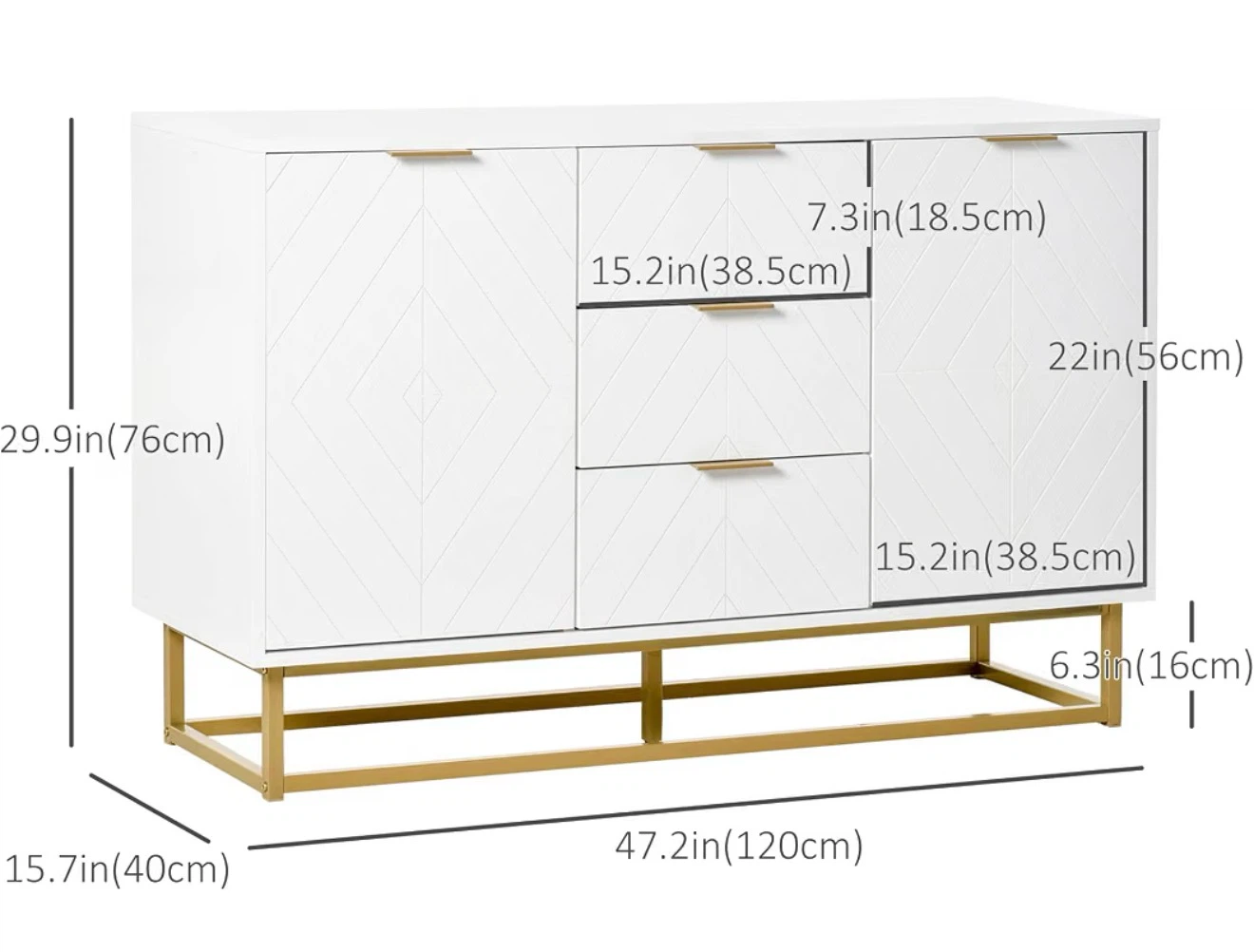 White Sideboard with Gold Legs - photo 2