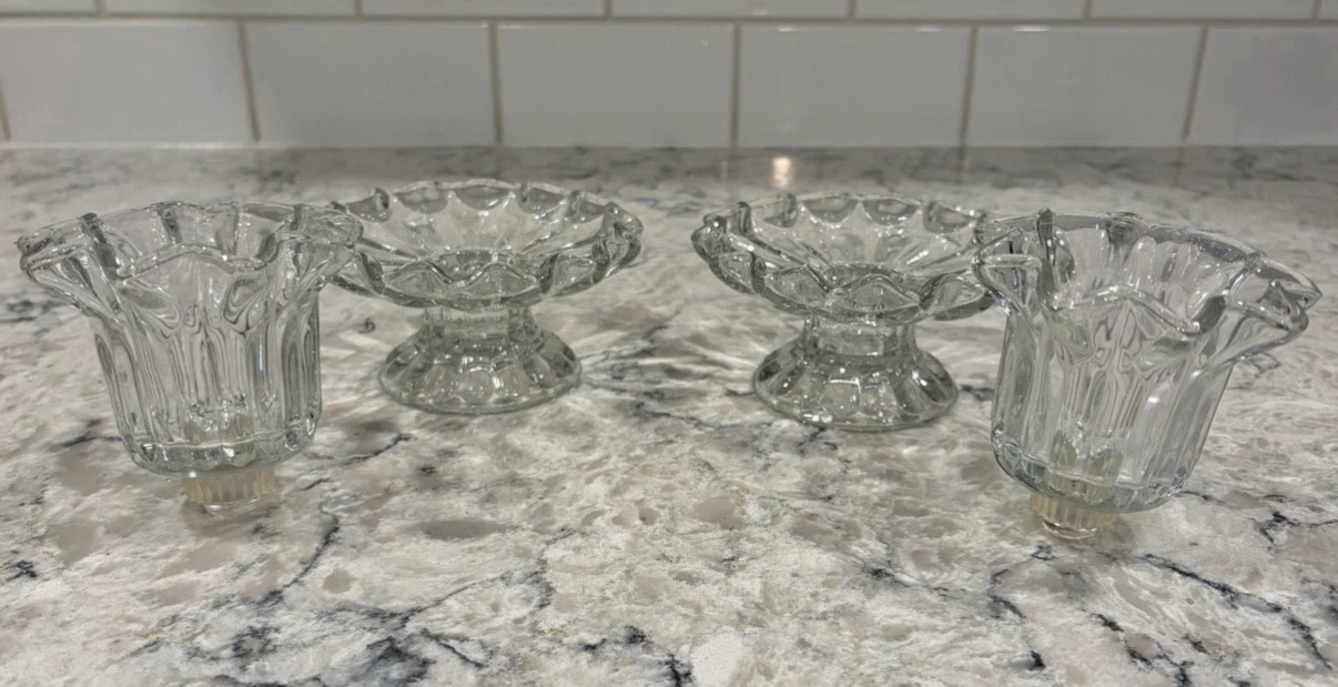 Vintage Pressed Glass Candle Holders Pair - photo 2