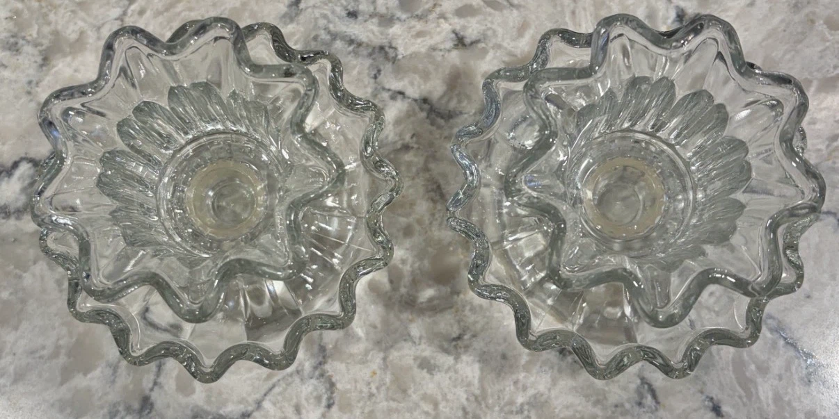 Vintage Pressed Glass Candle Holders Pair - photo 3