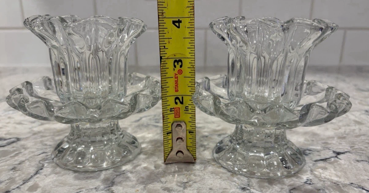 Vintage Pressed Glass Candle Holders Pair - photo 4