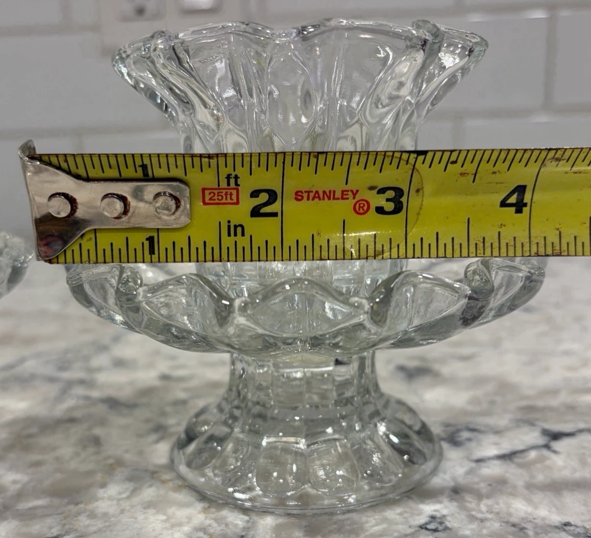 Vintage Pressed Glass Candle Holders Pair - photo 5