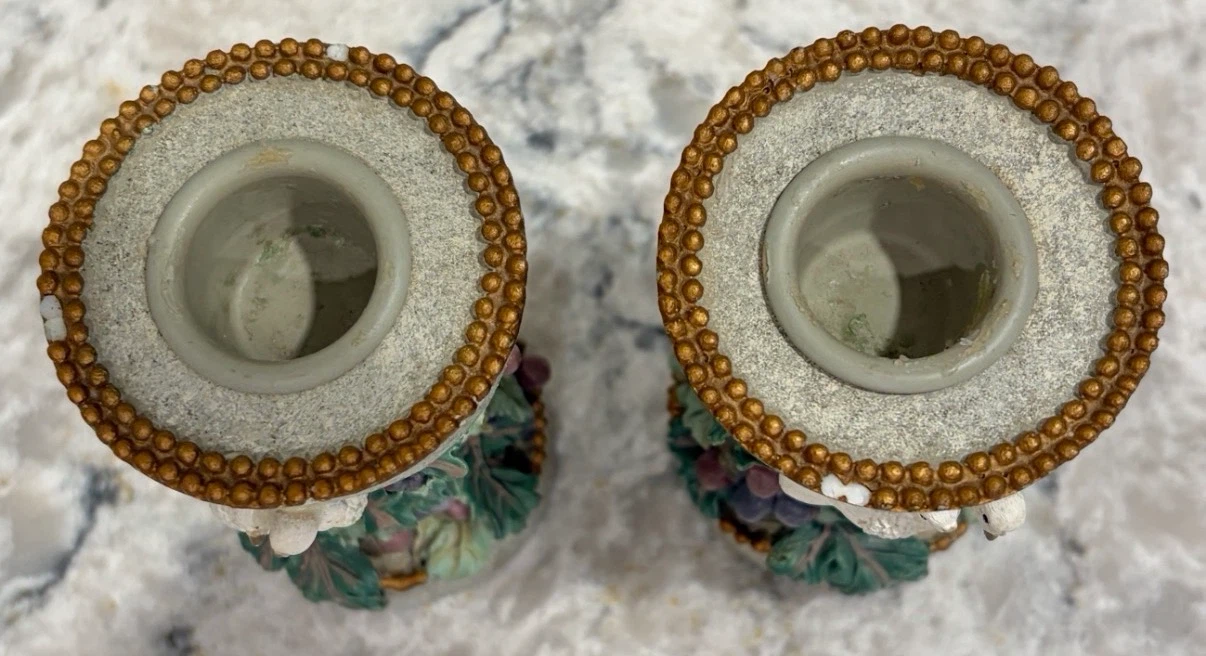 Vintage Dove & Grape Ceramic Candle Holders – Set of 2 - photo 3