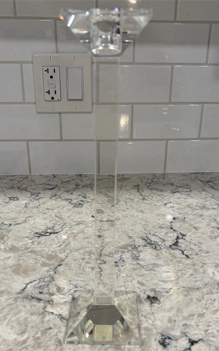 Tall Crystal Candlestick Holder – Modern Geometric Pedestal