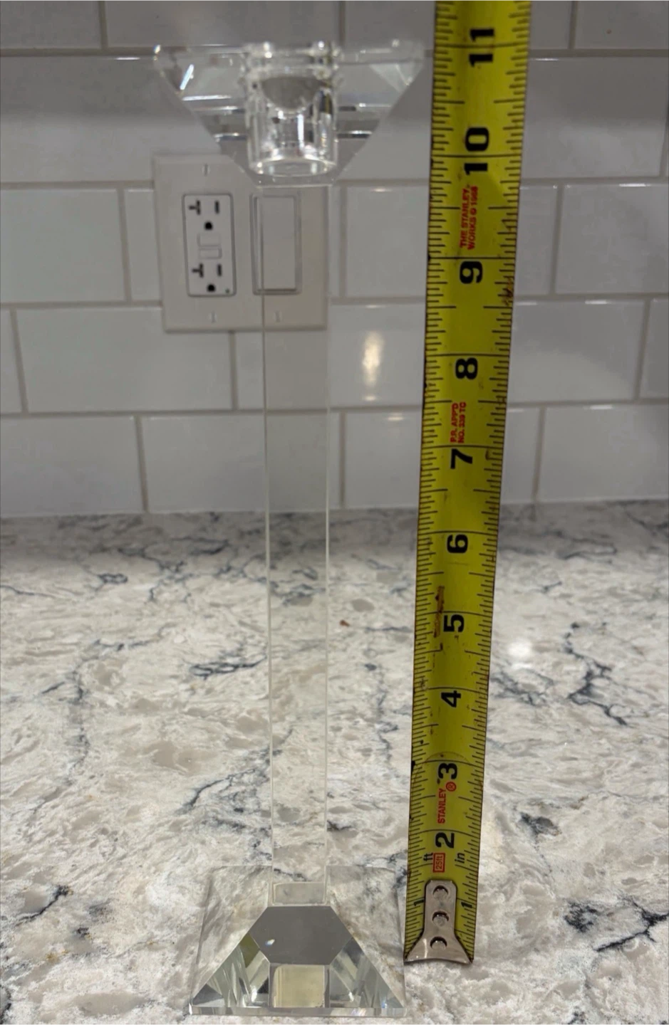 Tall Crystal Candlestick Holder – Modern Geometric Pedestal - photo 5