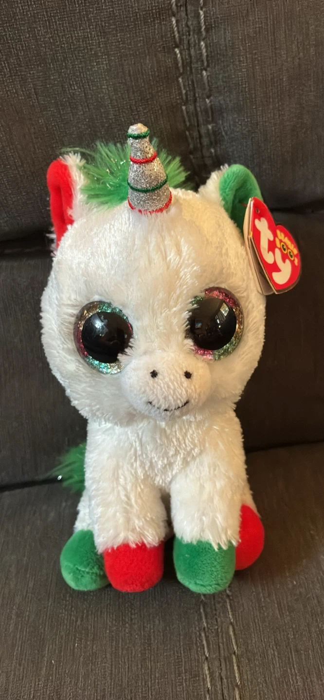 New w tags Ty Beanie Boo's Candy Cane Unicorn Plush