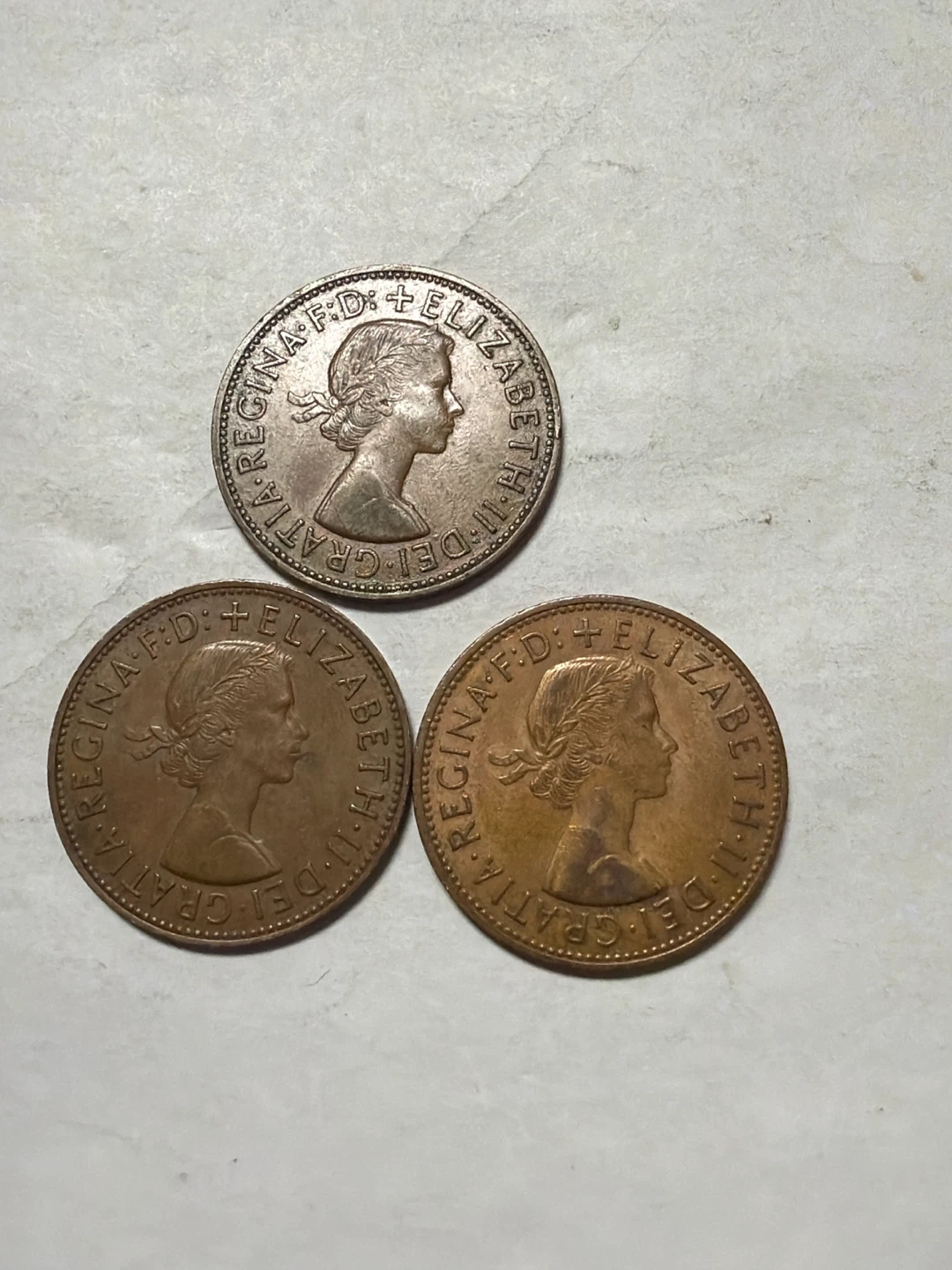 Three UK Penny Coins (1962, 1964, 1967) - photo 2