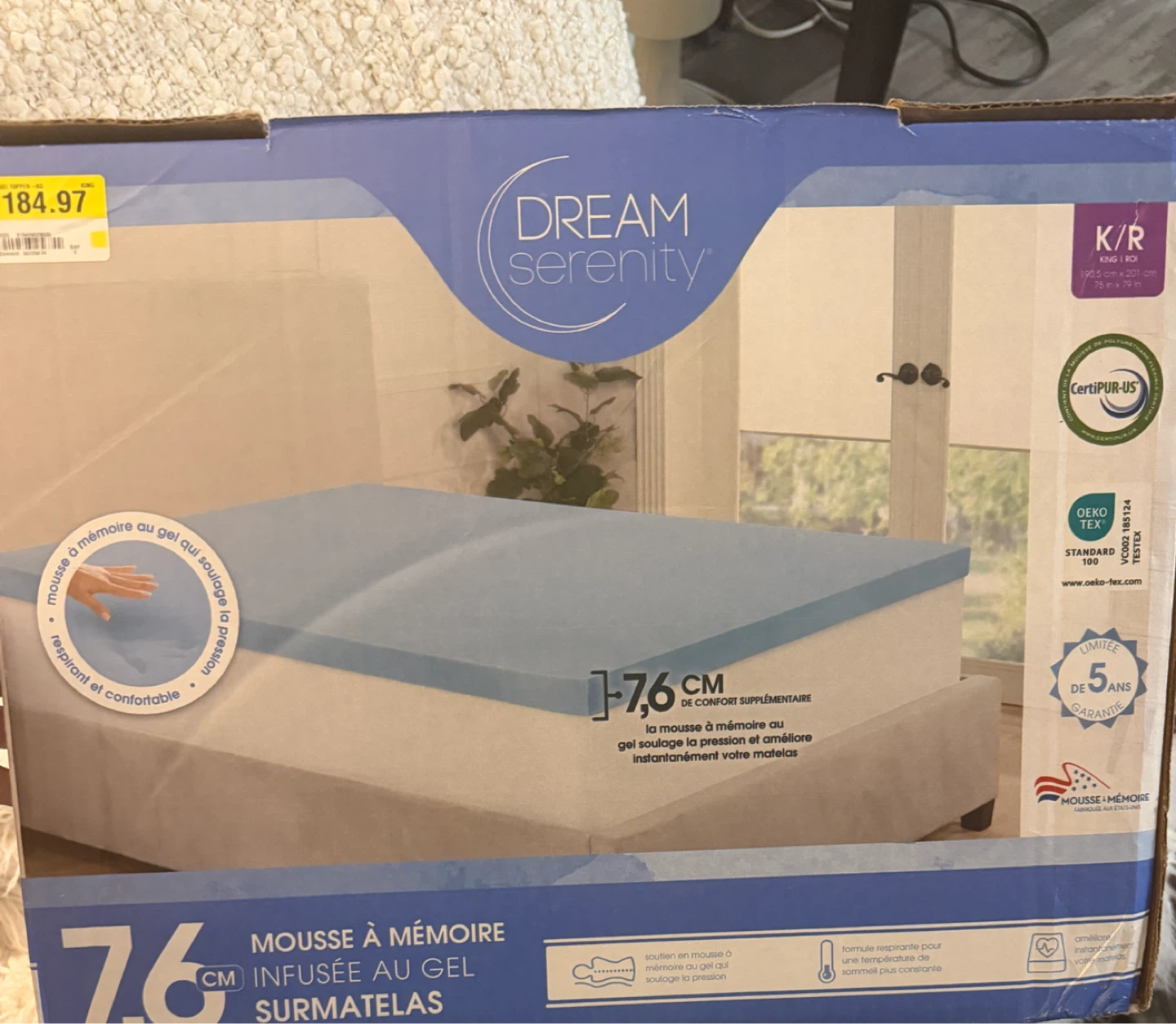 Dream Serenity 3-Inch Gel Memory Foam Mattress Topper - King - photo 2