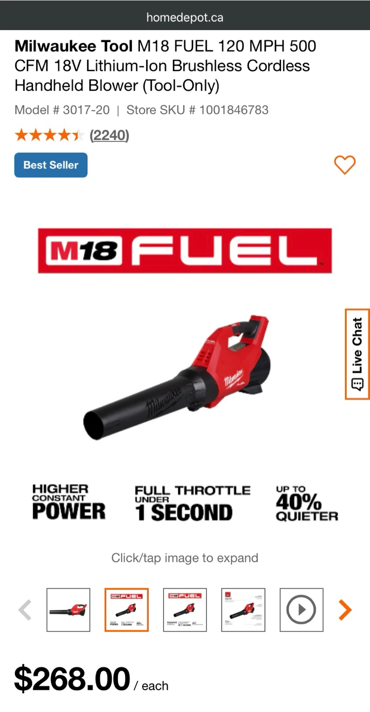 Milwaukee Tool M18 FUEL Cordless Handheld Blower