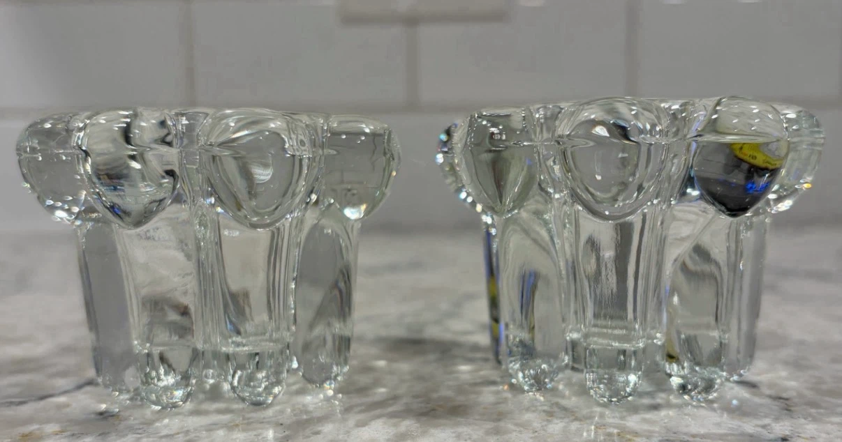 Pair of Vintage Clear Glass Bubble Votive Candle Holders