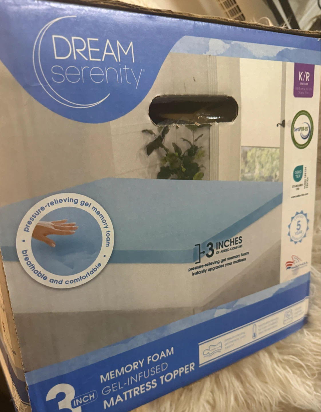 Dream Serenity 3-Inch Gel Memory Foam Mattress Topper - King - photo 3