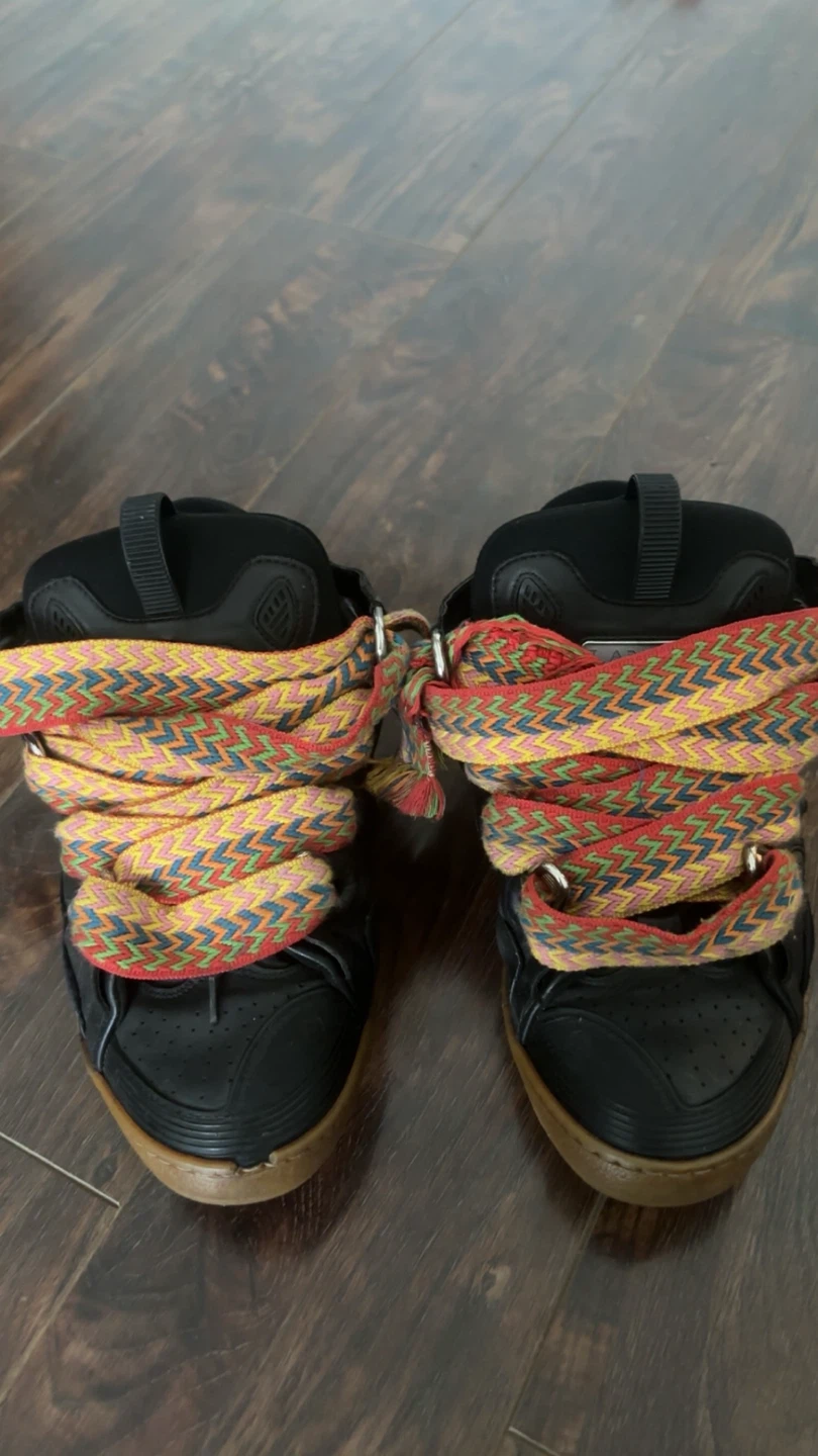Black  lanvins crub sneakers with colourful laces