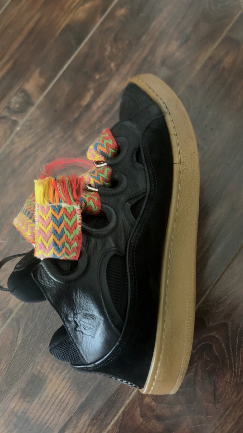Black  lanvins crub sneakers with colourful laces - photo 2