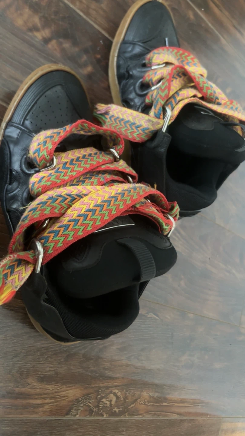 Black  lanvins crub sneakers with colourful laces - photo 3