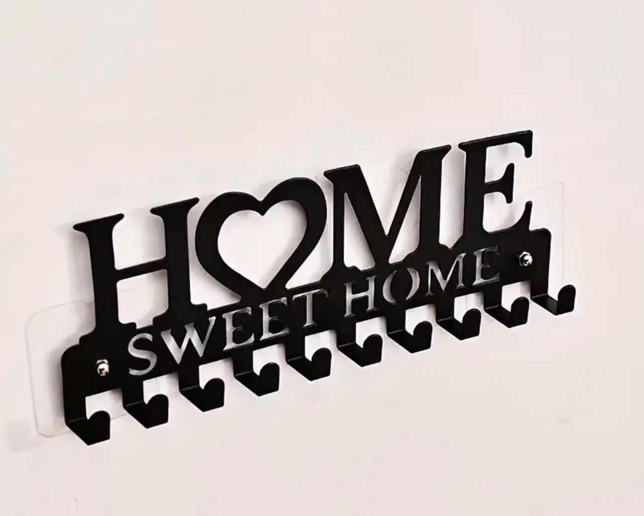 New-Black Metal "Home Sweet Home" Key Holder Rack