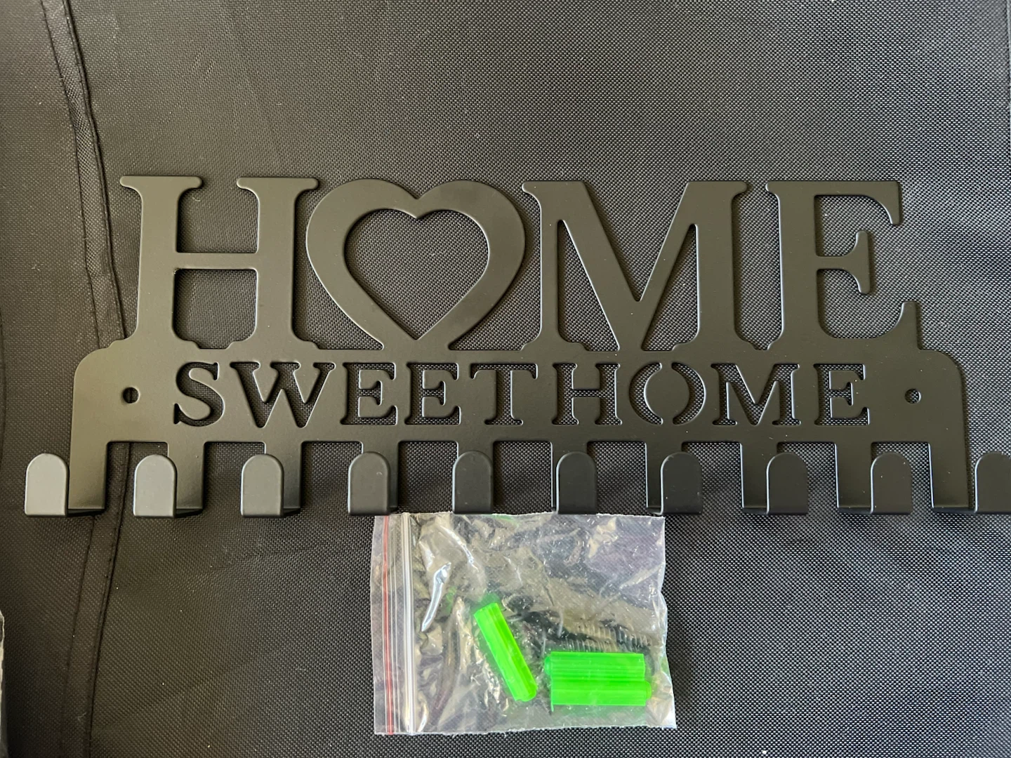 New-Black Metal "Home Sweet Home" Key Holder Rack - photo 2