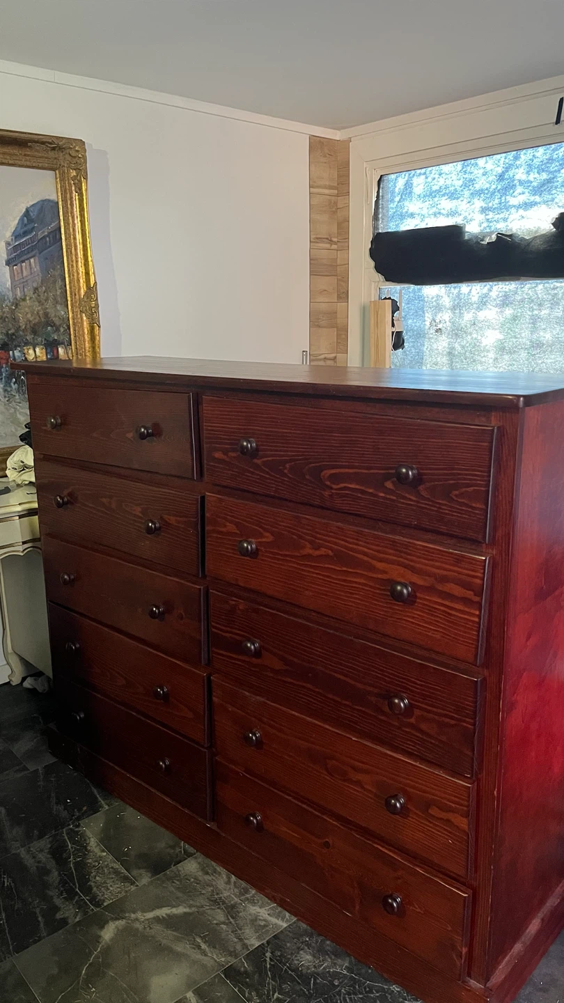 Dark Wood Dresser - 10 Drawer