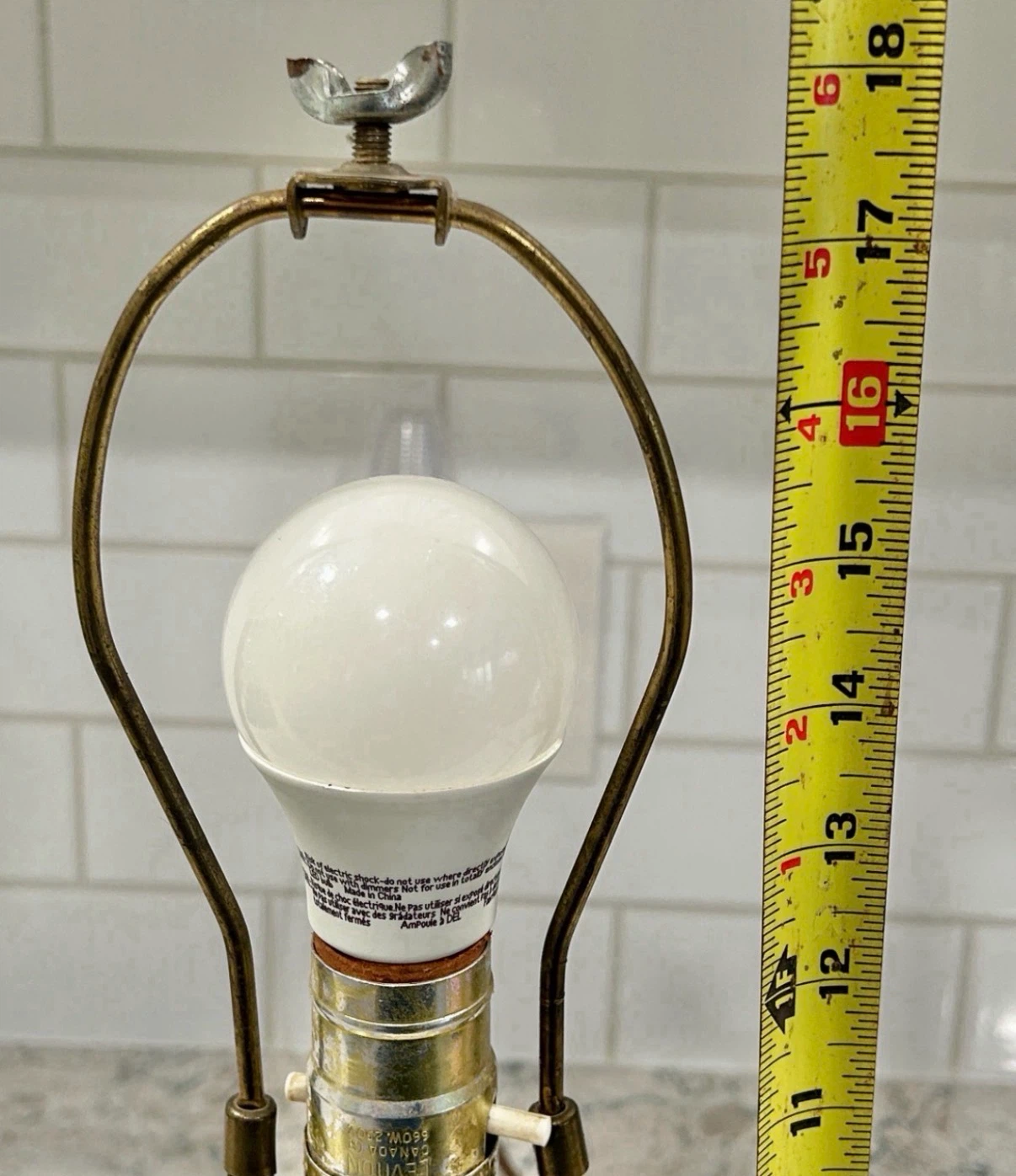 Vintage Cream Marbled Glass Table Lamp Base - photo 5