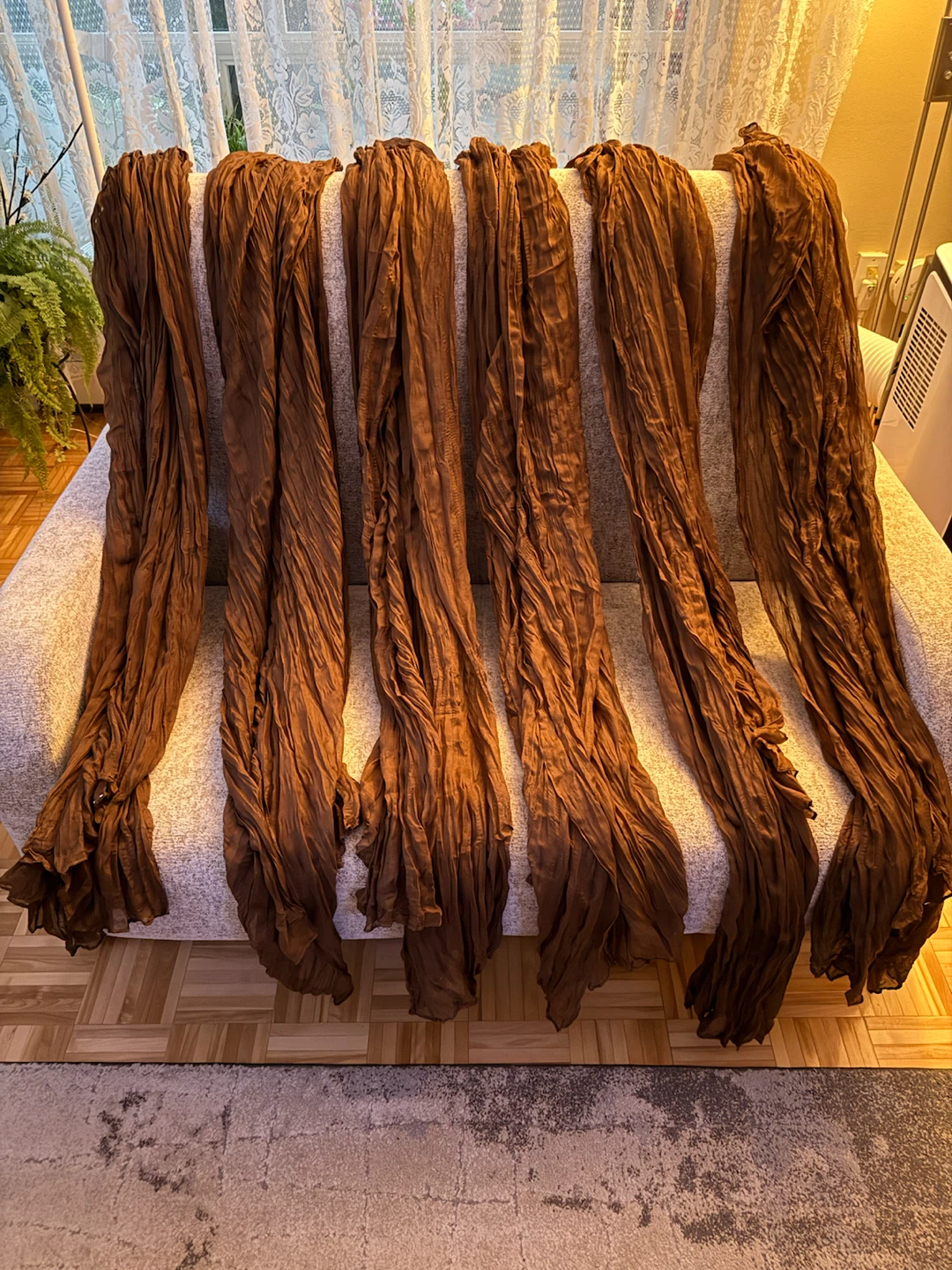 6 Brown Cheesecloth Table Runners