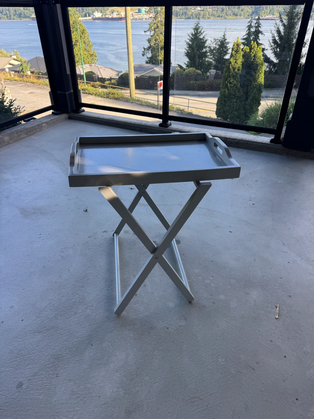 Grey TV Tray Table with Folding Stand