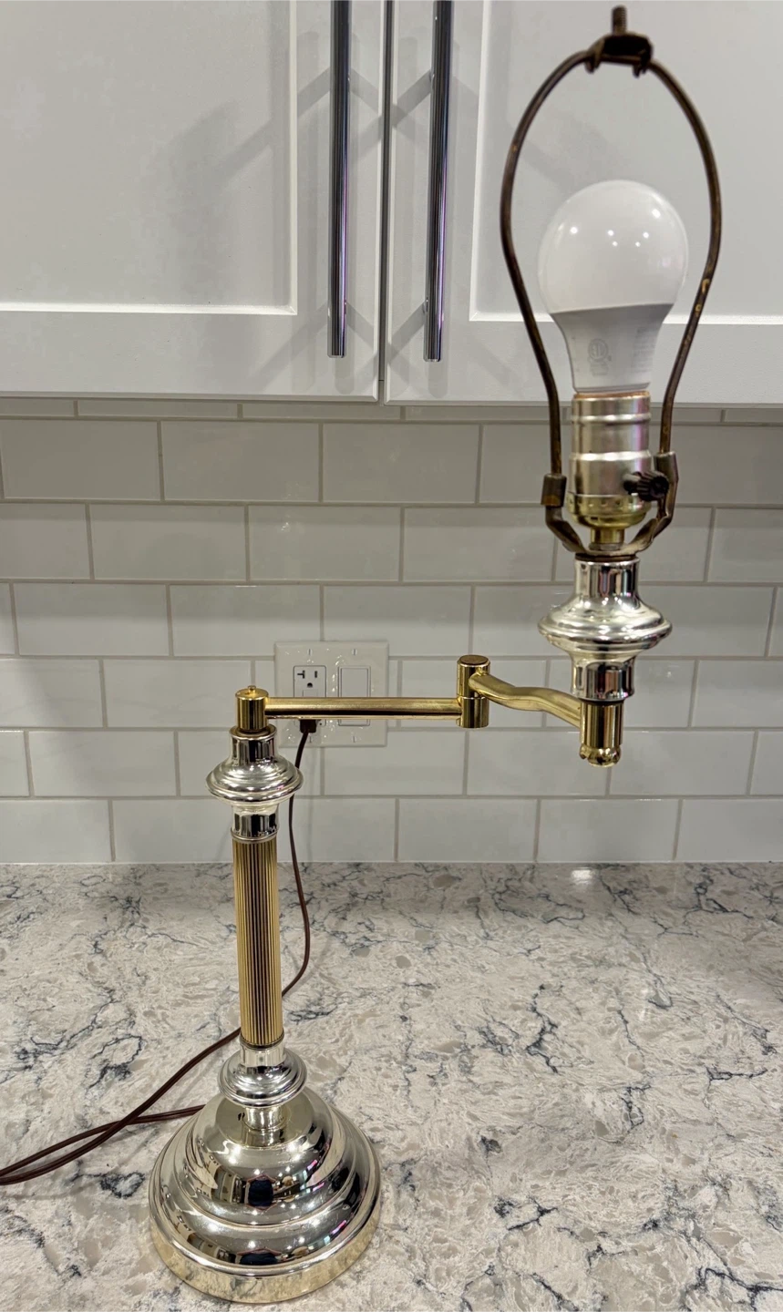 Vintage Brass & Chrome Swing Arm Table Lamp