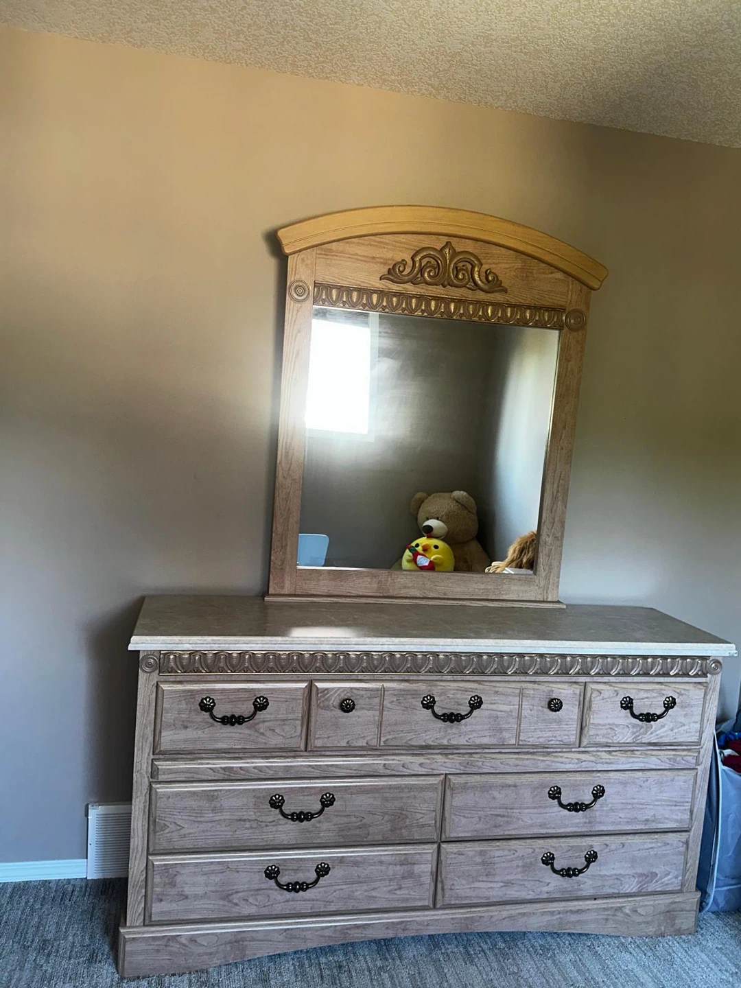 Solid Wood Nightstand with Marble Top - photo 3