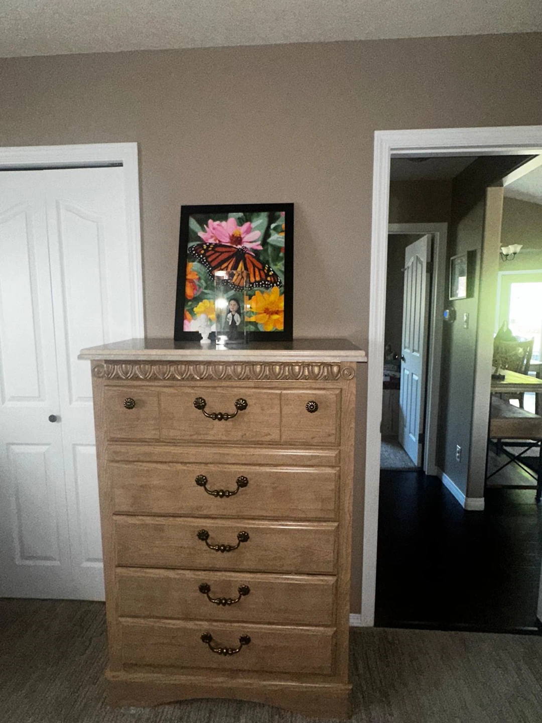 Solid Wood Nightstand with Marble Top - photo 4