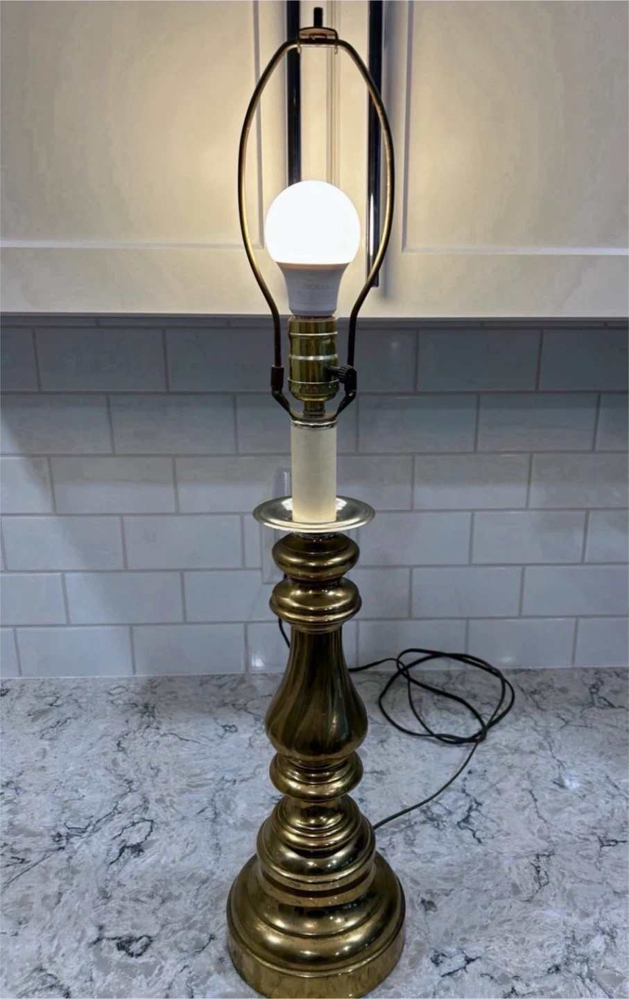 Vintage Brass Table Lamp Candlestick Style (No Shade) - photo 2